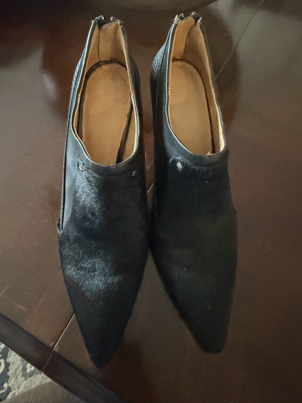 L.A.M.B. Black Pointed Toe Ankle Booties
